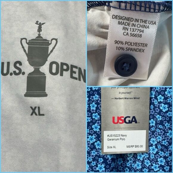 US Open Men’s Polo Size XL Golf Purple‎ Blue Floral - Picture 6 of 13